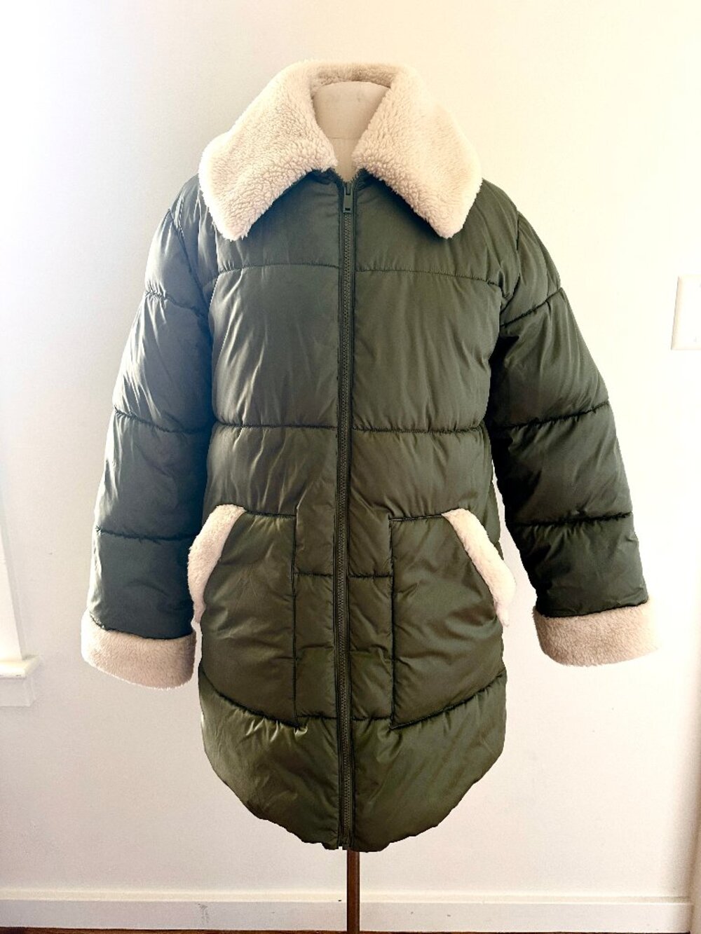 Boho Olive Green Gap Women's Puffer Sz S